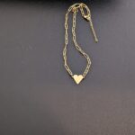 Women Stainless Steel PVD Coated Paperclip Flat Heart Neckless Gold