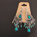 Stainless Steel Silver Emerald Green Earrings