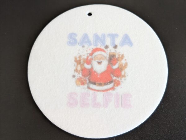 Santa Selfie Christmas Round Felt Ornament