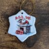 Ho Ho Help Christmas Snow Flake Ceramic Ornament