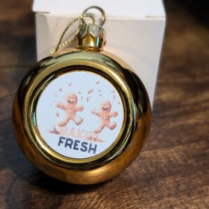 Baked Fresh Christmas Round Bulb Metal Ornament