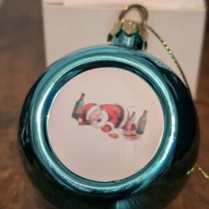 Drunk Santa Christmas Round Bulb Metal Ornament