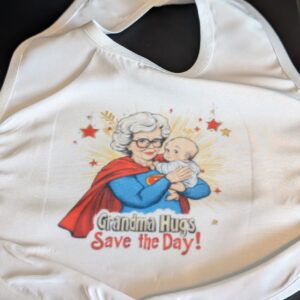 Grandma Hugs Save The Day Baby Bib