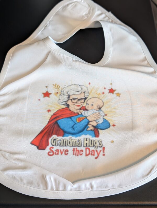 Grandma Hugs Save The Day Baby Bib